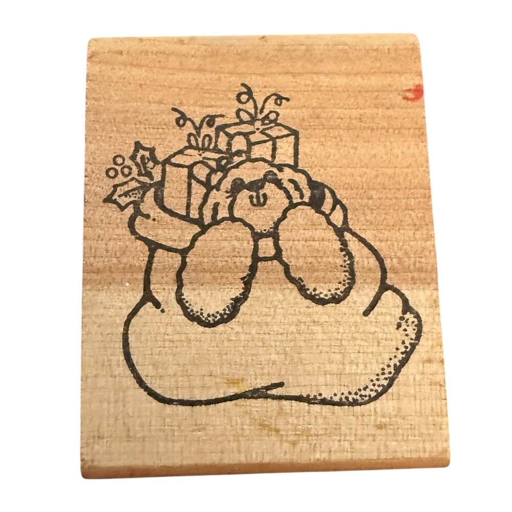 Daisy Kingdom Stamp Affair Christmas Stocking Teddy Bear Toys Rubber Stamp